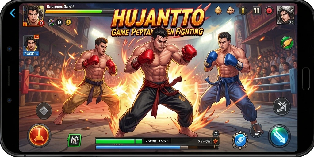 Screenshot gameplay HUJANTOTO menunjukkan aksi pertarungan yang intens.