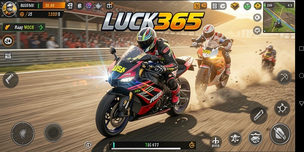 Gameplay LUCK365 yang seru dan menantang di balapan motor.