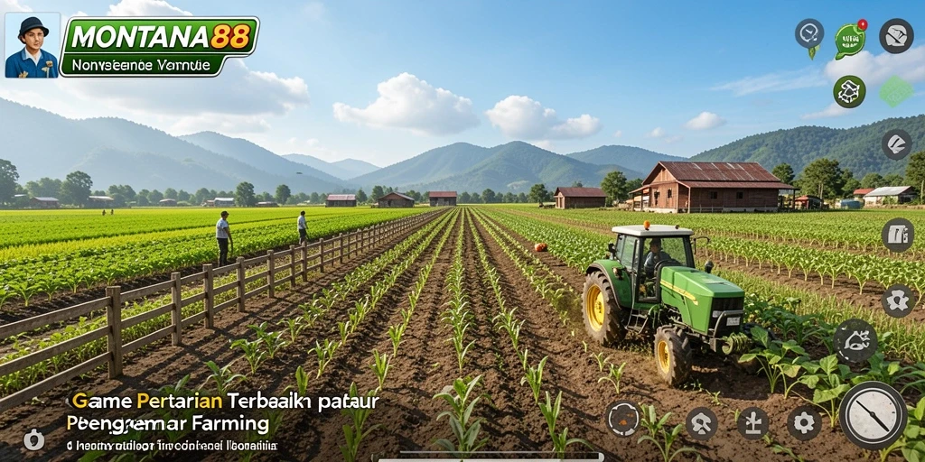 Gameplay MONTANA88 menampilkan petani yang sedang bekerja di ladang.