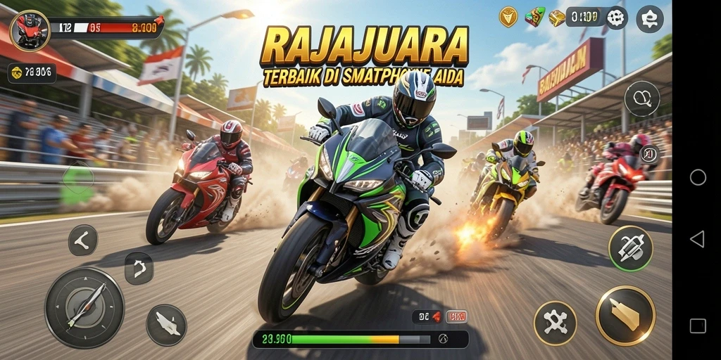 Gameplay seru RAJAJUARA dengan adrenalin tinggi saat balapan motor.