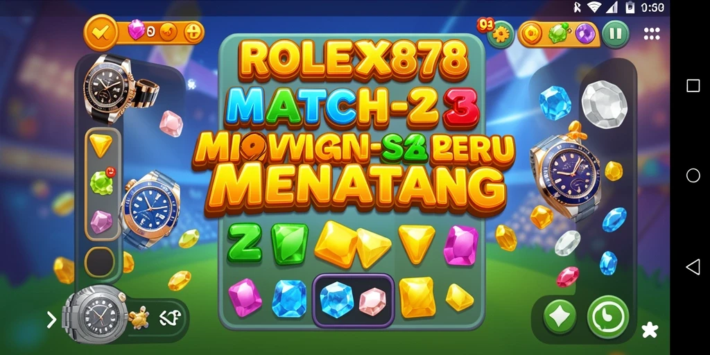 Tampilan menarik gameplay ROLEX878 Match-3 dengan berbagai tantangan.