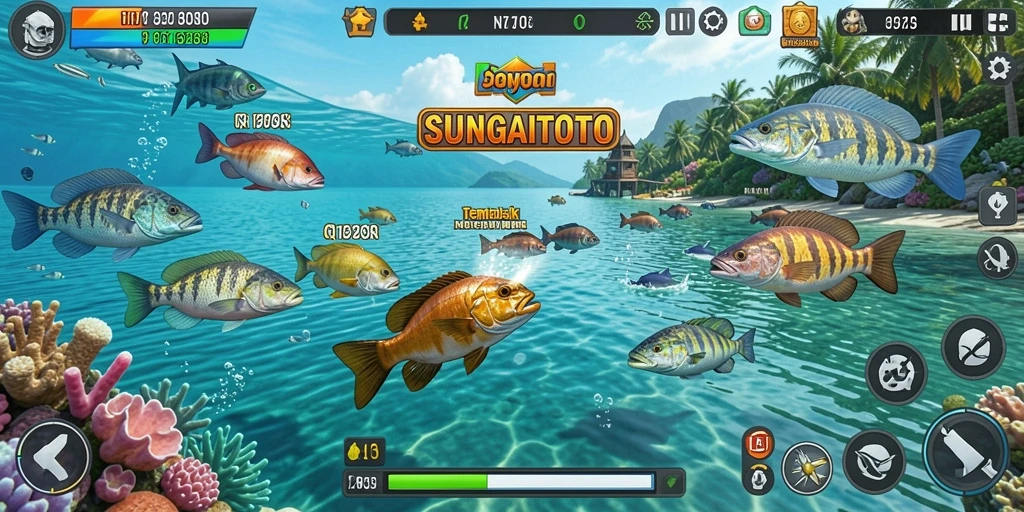 Tangkapan layar SUNGAITOTO menunjukkan aksi seru saat menembak ikan.
