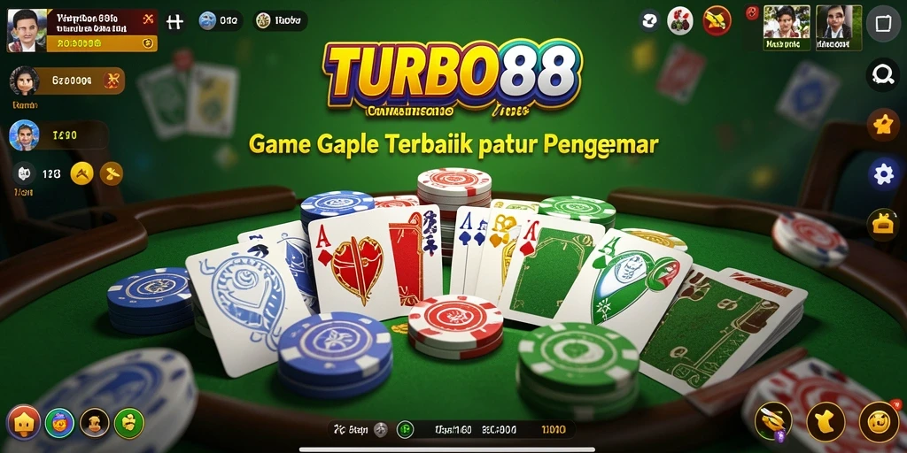 Tampilan gameplay TURBO88 dengan suasana Gaple yang seru.
